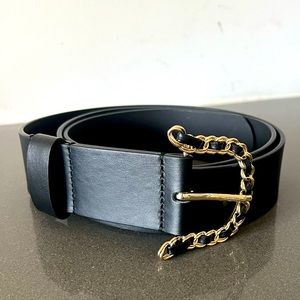 NEW Black Leather Belt (real leather, size M/L)